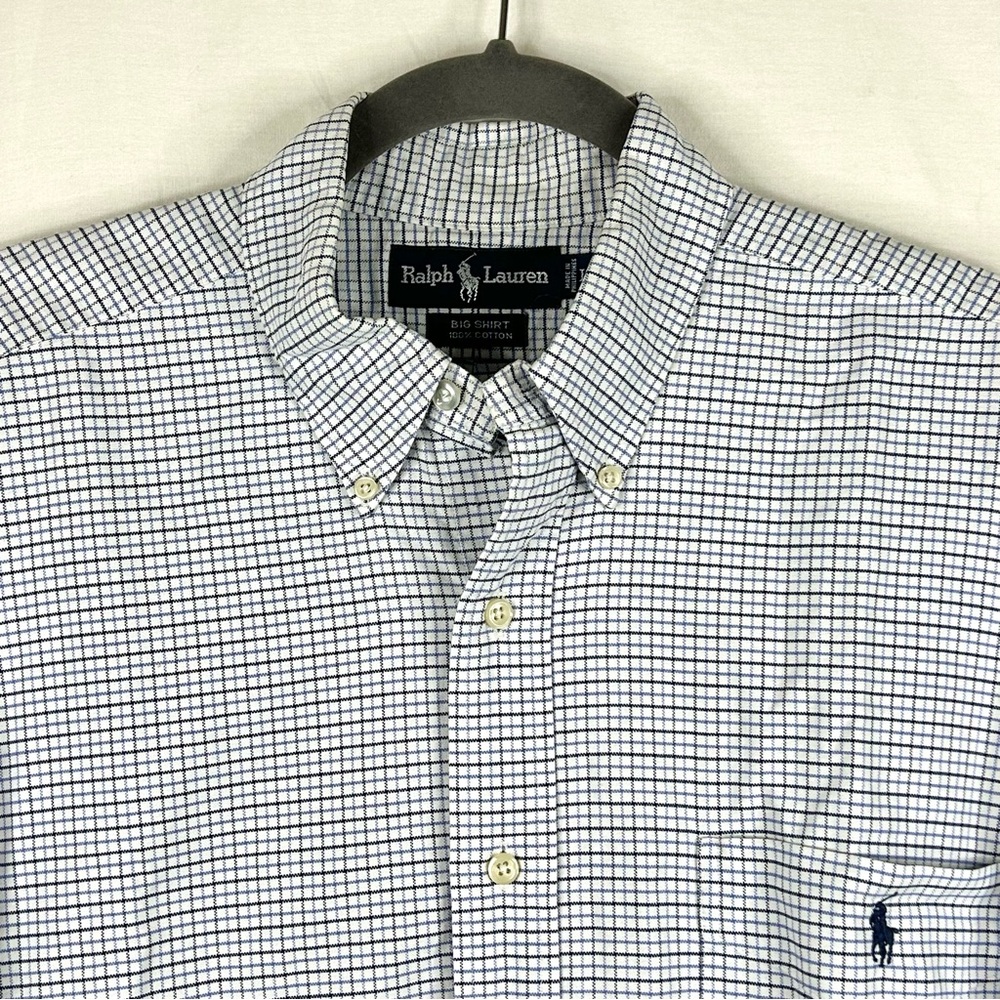 Polo Ralph Lauren Big Shirt Mens Size Large Oxford Button Down Check Pony OCBD